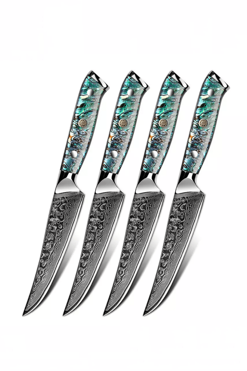 Damascus Steak Knife Set Of 4 - Black G10