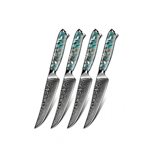 Damascus Steak Knife Set Of 4 - Black G10