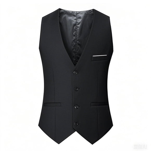 TIMIFIS Black Men's Classic Dress Vest Waistcoat Formal Business Wedding Prom Tuxedo Suit Slim Casual V Neck Button Down Vest Jacket with Pocket