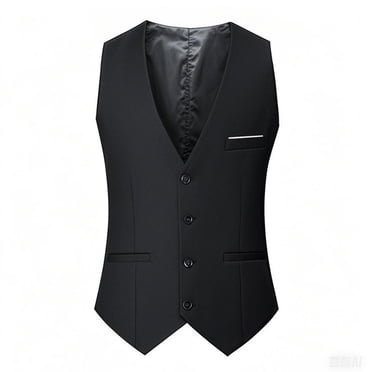 RKSTN Black Dress Vest for Men Formal Suit Vest Fashionable Solid Color V Neck Sleeveless Single Button Comfortable Flattering Underwear Vest Top