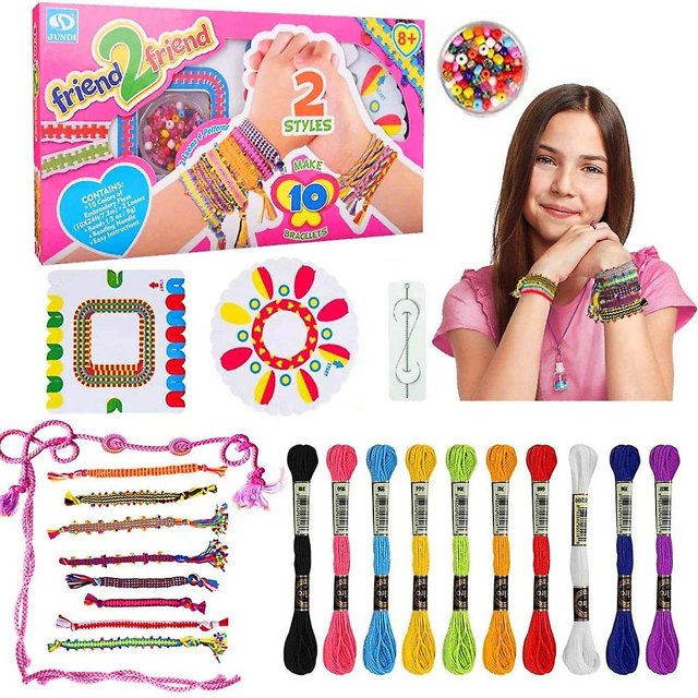 Kids Girls Diy Hand Rope Making Kits Bracelet Beaded Braided Toys