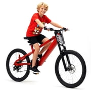 RUNDEER Electric Bike, 20" Updated E-Bike for Kids and Teens, Internal Battery, 500W Peak Motor wiith Dual Suspension Brakes, Brake Light, and 7 Speed, UL Security Certified, Red