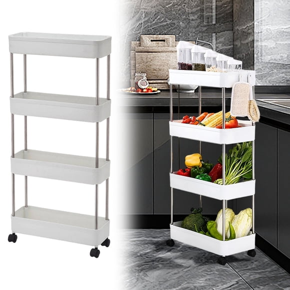 4-Tier Storage Rack for Kitchen and Bathroom 15cm Wide -Purpose Shelving Unit on Wheels for Living Room and Bedroom Organization