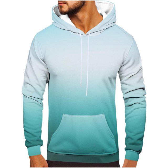 Rbaofujie Chandails d'Automne Hommes Décontractés Mode Col Rond Poches Imprimé Dégradé Chandail à Enfiler Manches Longues Hauts Chandail à Capuche Chandails à Capuche pour Hommes