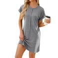 thumbnail image 2 of Nouvelle Sortie, Robe Mini d'Été Ample à Col Rond pour Femmes Grande Taille, Robe Mini Ample à Col Rond à Manches Courtes Grande Taille, Idéale pour les Sorties Estivales Décontractées, 2 of 9