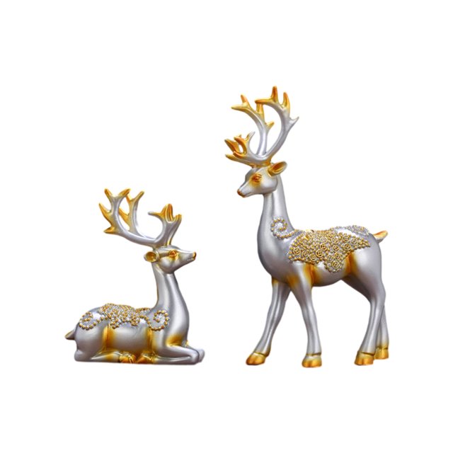 Wweixi Figurine Decoration Add Charm And Unique Style To Home Handmade Crafts Lucky deer/silver 1Set