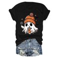 thumbnail image 4 of T-shirt Graphique à Manches Courtes d'Halloween pour Femmes Col Rond Décontracté pour Tenue de Fête d'Été avec Jeans, 4 of 4