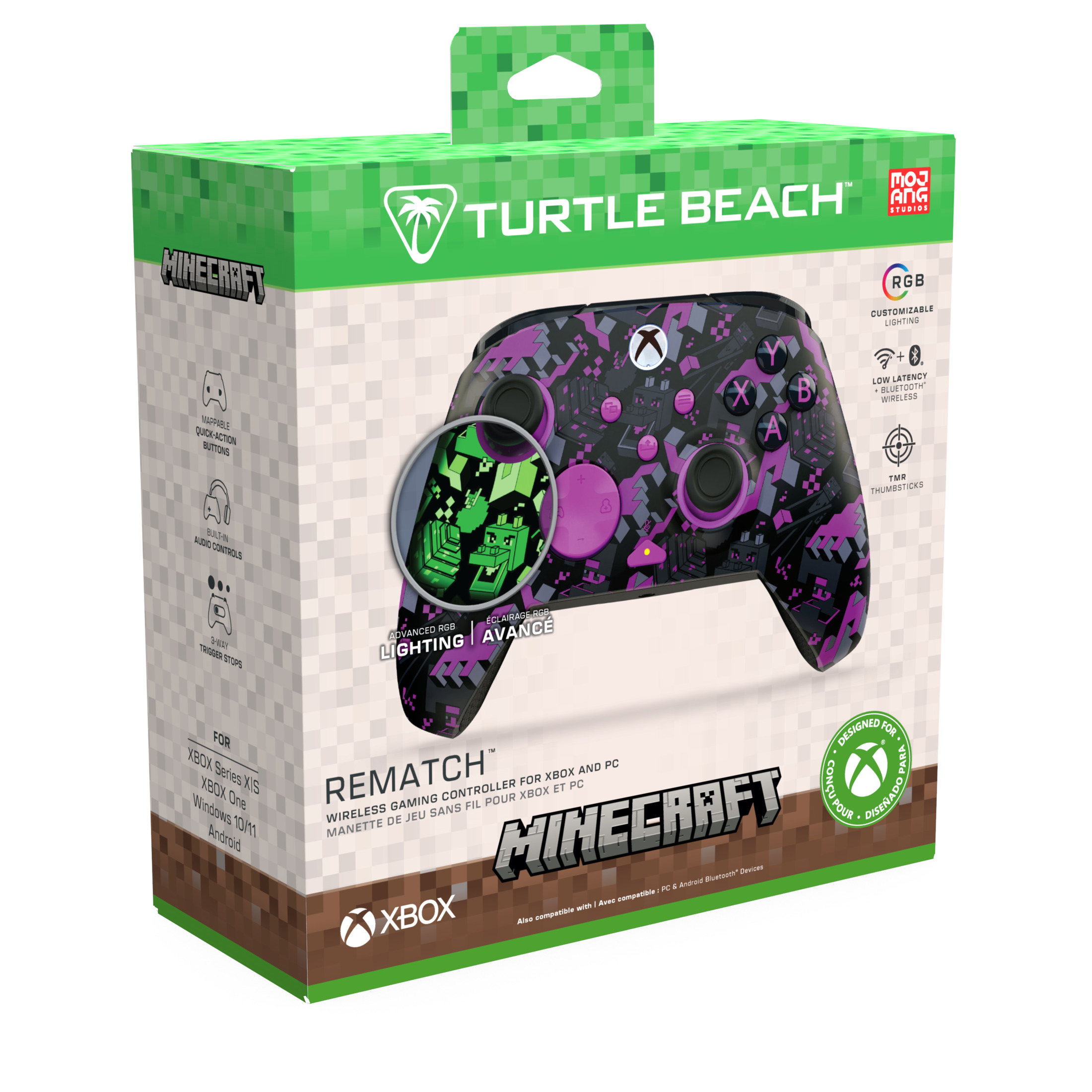 Turtle Beach Rematch Wireless RGB Gaming Controller (Minecraft) for XBOX Series X|S, XBOX One, & Windows 10/11 PC