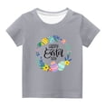 thumbnail image 1 of Penkiiy T-Shirts de Pâques pour Enfants Garçons Filles Mode Pâques Mignon Fleur Œufs de Pâques Imprimé Col Rond Manches Courtes 7 Ans Gris, 1 of 4