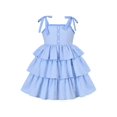 thumbnail image 1 of Girls Dress Spaghetti Ruffle Blue Plaid Cake Layer Cotton Sleeveless 4 Years, 1 of 1