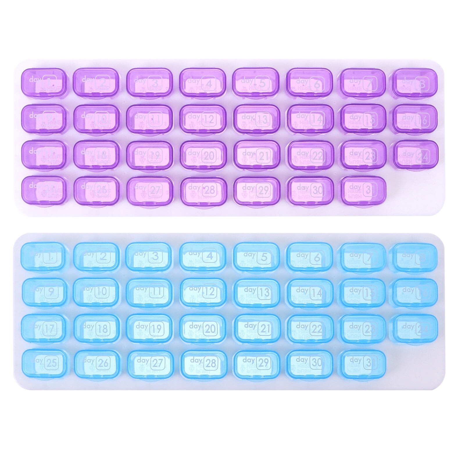 2Pcs 31 Compartments Monthly Pill Organizer Pill Case Medicine Box Container