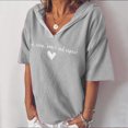 thumbnail image 5 of Mode Femme Décontractée Manches Courtes Col en V Imprimé Lettre T-Shirt Blouse, 5 of 5