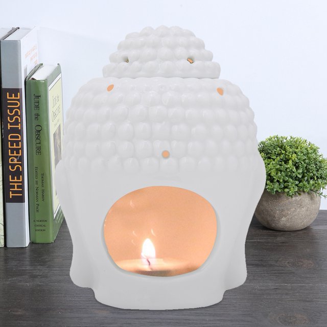 Buddha Candle Holder Essential Oil Diffuser, White Buddha Head Essential Oil , Living Room Office Bedroom For Tea House