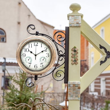 LSLJS Outdoor Garden Retro Clock Temperature Measurement Hygrometer 12 Inches, The Hygrothermograph