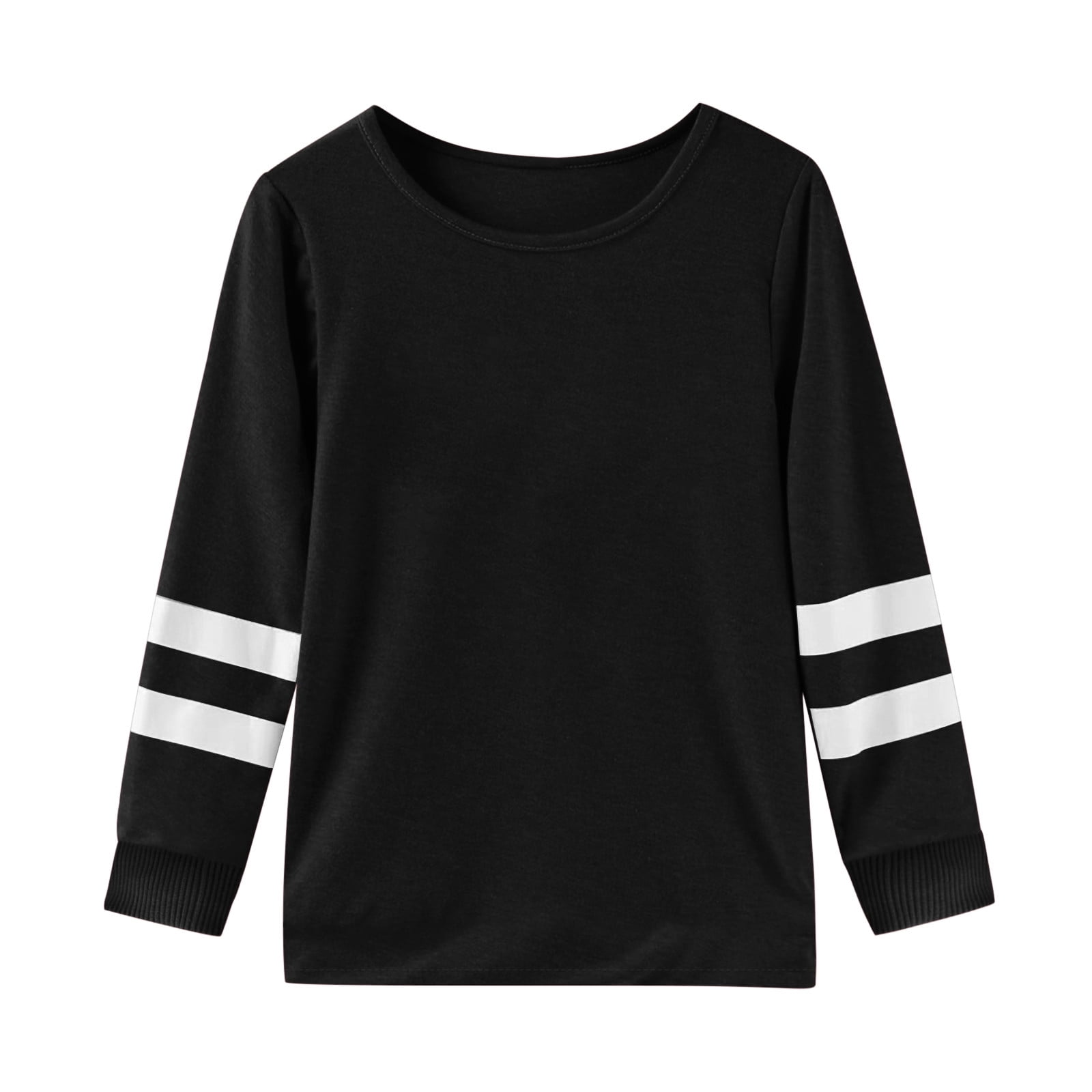 WEIYLL T-Shirts Filles Manches Longues Poignets Col Rond Patchwork Chaud Doux Hauts Enfant pour 4-5 Ans