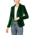 thumbnail image 1 of INSPIRE CHIC Women's Halloween Velvet Blazer Solid Color Shawl Collar One Button Wear-to-Work Suit Jacket Green M, 1 of 7