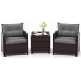 thumbnail image 1 of IdealHouse 3 Pieces Patio Furniture Set, PE Rattan Wicker 3 Pcs Outdoor Sofa Set w/Washable Cushion and Tempered Glass Tabletop, Conversation Furniture for Garden Poolside Balcony (Grey), 1 of 8