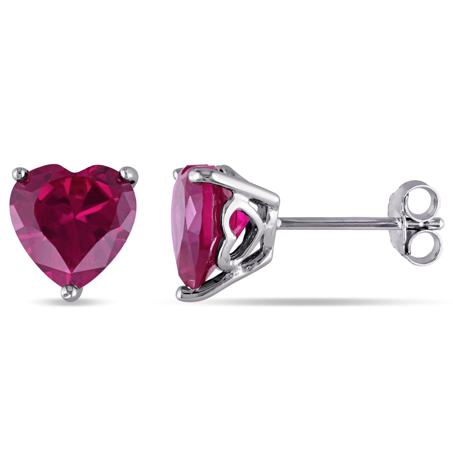 Boucles d'oreilles Tangelo en forme de cœur avec 5.68 carat de rubis synthétique en argent sterling