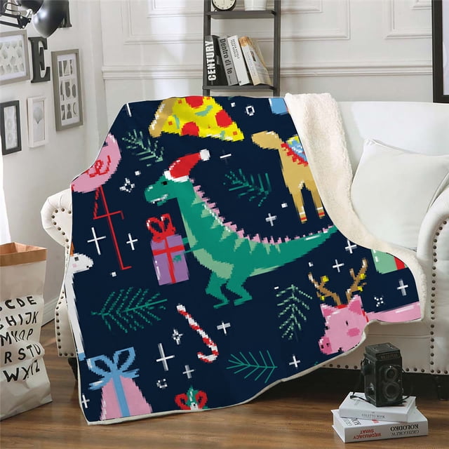 Agiferg Winter Christmas Pattern Wear Cap Home Blanket Children's Blanket Hooded Shawl