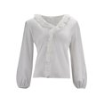 thumbnail image 1 of Innerwin Chemises à Manches Longues Blouse Femme Bureau Hauts Amples à Volants Blanc 5TG, 1 of 9