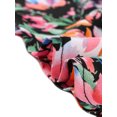 thumbnail image 5 of GRACE & GRANDEUR Blouse Colorée à Fleurs pour Femme Grande Taille, Col à Nouer, Manches 3/4, Noir 4X, 5 of 5