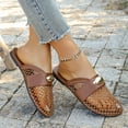 thumbnail image 4 of GPOECD Sandales pour Femmes Mode Pantoufles à Enfiler Sandales à Enfiler en Maille Respirante Chaussures Décontractées Confortables avec Bride Ajustable Pantoufles d'Été pour Femmes Brun,36, 4 of 7