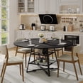 thumbnail image 2 of Ensemble de Table à Manger Ronde pour 4-6 – Table de Cuisine en Bois de 47 Pouces avec Base en Métal et Tablette de Rangement, Table de Salle à Manger Élégante pour Repas en Famille, 2 of 7