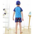 thumbnail image 4 of EDTara Kids Boys Short Sleeve Rashguard Swim Shirt and Trunks Bathing Suit with Swimming Cap, 4 of 6