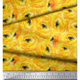 thumbnail image 3 of Soimoi Yellow Silk Fabric Watercolor Floral Decor Fabric Printed BTY 42 Inch Wide, 3 of 3