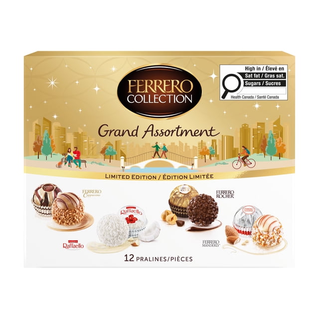 FERRERO COLLECTION GRAND ASSORTMENT Fine Chocolates and Confections Holiday Gift Box, 12 Assorted Confections, 118 g