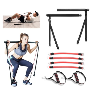 Yeacher Barre de Pilates Portable Détachable avec Bandes de Résistance et Poignées 60 Lb/120 Lb/180 Lb pour Yoga Pilates Entraînement Complet du Corps Exercices d'Étirement