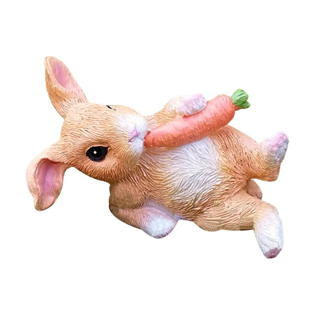 Rongfmy Creative Cute Rabbit Statue Ornament Animal Sculpture Artwork Resin Craft Easter 10cmx5.5cmx7cm