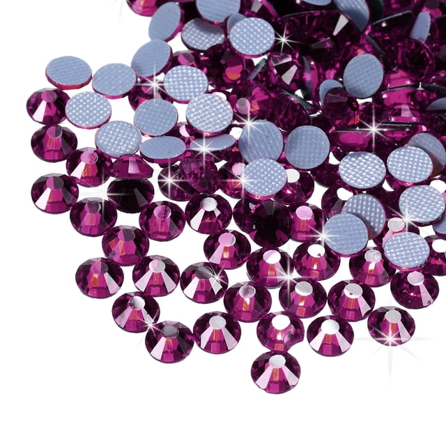 Uxcell Hotfix Rhinestones Flatback Crystal Glass Gems for Craft Clothes DIY Decoration Purple Red 4.8mm