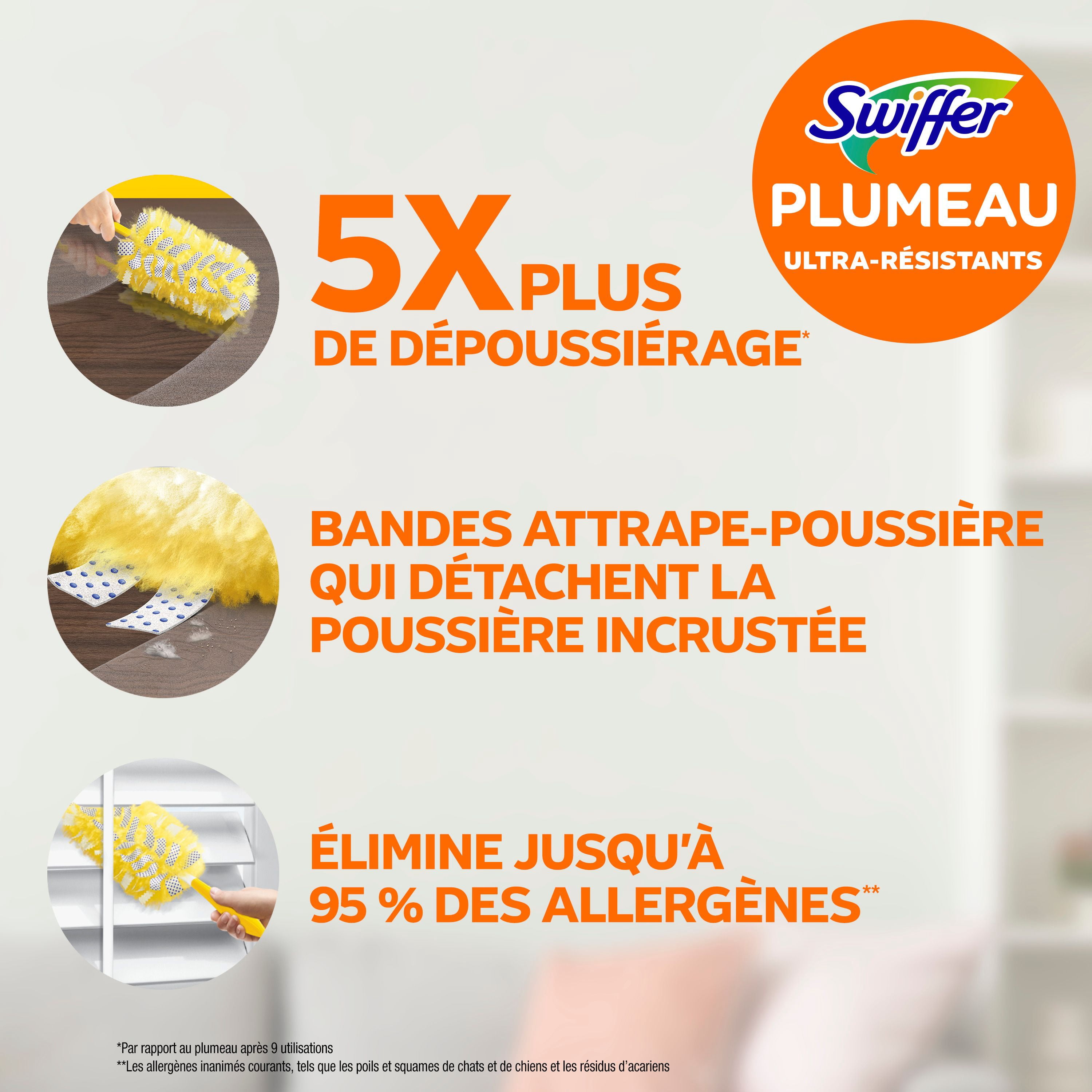 Swiffer Plumeaux Ultra Résistants Multi-Surfaces Recharges de Plumeau pour le Nettoyage, Non Parfumé, 11 Unités