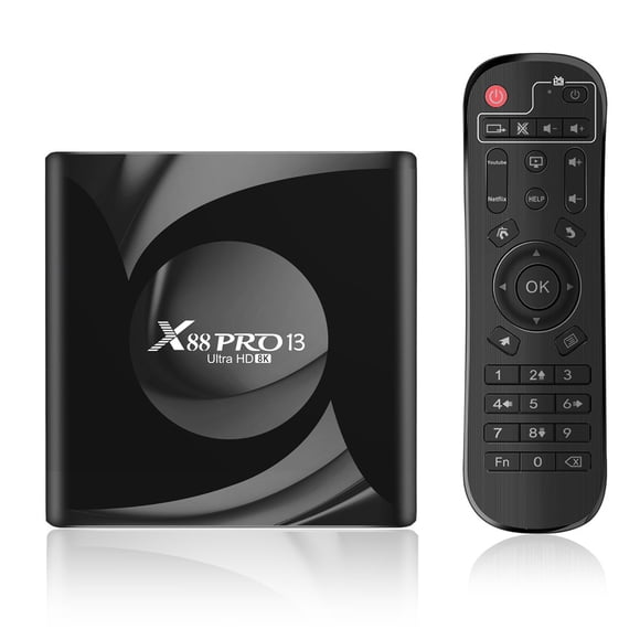 X88PRO13 Boîtier Android TV, RK3528 Octa-Core, 2 Go RAM 16 Go ROM, Android 13, Wi-Fi 6, BT5.2, 8K Ultra HD, HDR10+, Télécommande IR
