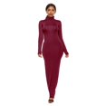 thumbnail image 4 of TopLLC Longues Robe à Manches à Col Rond pour Femme Décontractée Couleur Col Montant Manches Longues Extensible Ajustée Longue Robe Haut pour Femme, 4 of 6