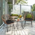 thumbnail image 1 of Costway 3PCS Patio Rattan Bistro Set Coffee Table Armchair Garden Black Cushion, 1 of 10