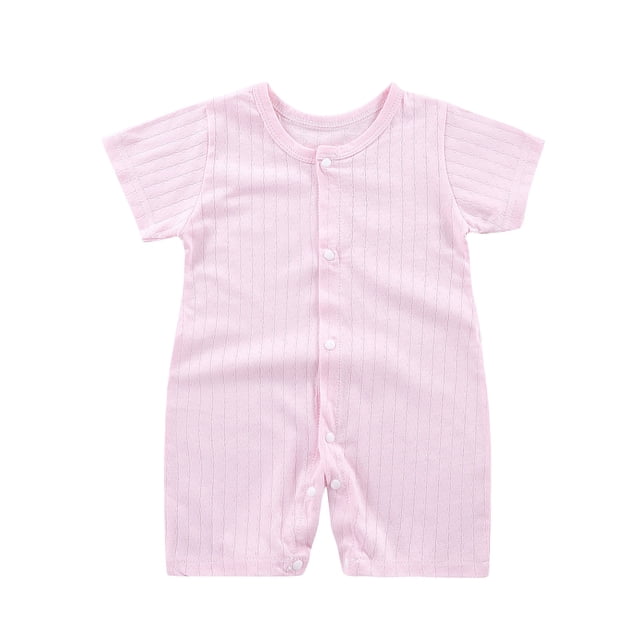 Tumotour Rompers for Toddler Outfits Soft Fashion Button Down Newborn Clothes Spring Casual Short Sleeve Jumpsuits Solid Color Onesie Bodysuits for Infant Baby Boy Girl