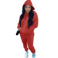 thumbnail image 3 of Avamo Ensemble Deux Pièces pour Femmes, Ensemble de Jogging à Capuche avec Cordon de Serrage et Poches, Chandails en Molleton et Pantalons de Jogging Rouge 3TG, 3 of 4