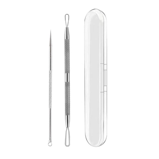 Blackhead Remover Comedone Extractor,2 PCS Pimple Popper Tool, Pimple Comedone Removal 2-in-1 Extractor Tool,Stainless Steel Pimple Extractor Blackhead Removal Tool (Silver)