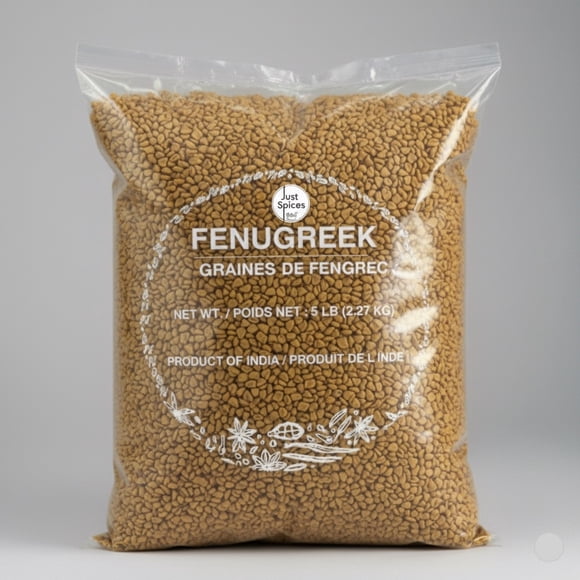 Just Spices - Whole Fenugreek Seeds (Methi Dana) - 5 lb (2.27 kg) – Indian & Mediterranean Cooking Spice – Product of India