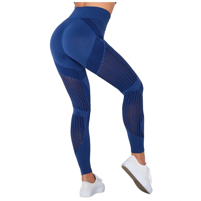 AherBiu Leggings de Yoga pour Femmes Taille Haute en Maille Patchwork Compression Extensible Pantalons de Jogging d'Entraînement