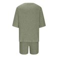 thumbnail image 4 of Mikilon Pyjama Décontracté pour Femmes, Ensemble de Sommeil d'Été, Confortable, Coupe Ample, Col Rond, Ensemble Deux Pièces, Manches Courtes, Blouse/chemise à Col Rond, Vert, TP, 4 of 6