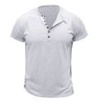 thumbnail image 2 of Dvkptbk Hommes Manches Courtes Uni Décontracté Mode Col Rond Chandail Boutons T-Shirt Blouse en Liquidation, 2 of 4