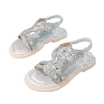 thumbnail image 2 of MIASHUI Girls Summer Sandals Princess Bohemian Beach Shoes Kids Rhinestone Sandals,Silver,5-5.5 Years, 2 of 7