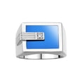 thumbnail image 1 of RYLOS Men's Rings 14K White Gold Ring With Diamonds and Blue Quartz Set in Designer Nugget Style Rings For Men Size 11, 1 of 7