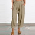 thumbnail image 2 of XZNGL Soft Pajama Pants for Women Casual Solid Color Loose Button Comfortable Straight Pants, 2 of 9