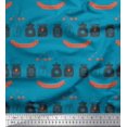 thumbnail image 1 of Soimoi Blue Poly Georgette Fabric Jar & Happy Valentine Day Text Print Fabric by Yard 52 Inch Wide, 1 of 3