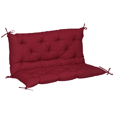 Outsunny Garden Bench Cushion with Backrest, Non-Slip 2 Seater Soft Pad