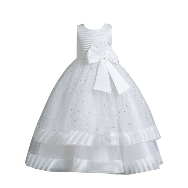 Robes Fille Robe Formelle pour Filles Robes Blanches pour Filles Robes de Bal pour Filles Tenue pour la Journée des Enfants Filles Mode